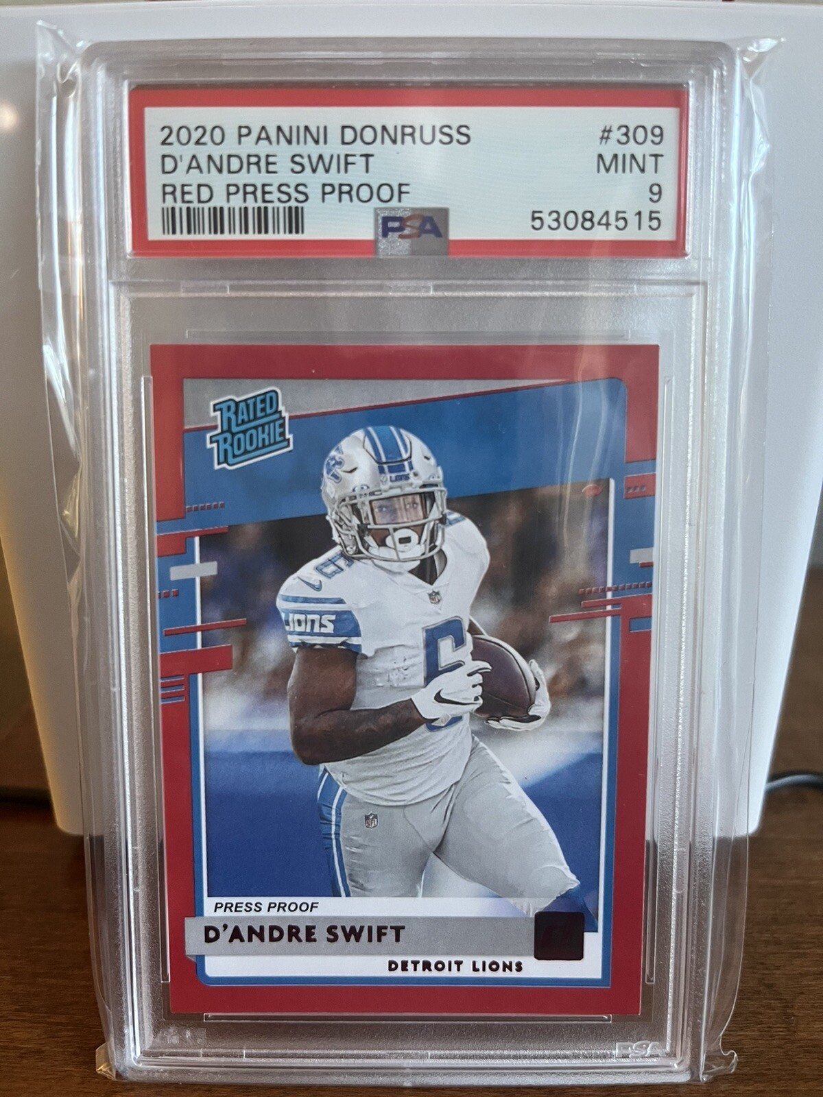2020 Donruss D’Andre Swift RR Red Press Proof #309 PSA 9 Lions/Eagles RB