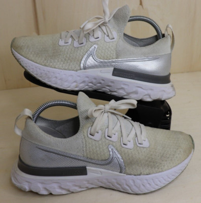 Nike React Infinity Run FK CD4372-101 Platinum White Silver Women's Sz 8 M