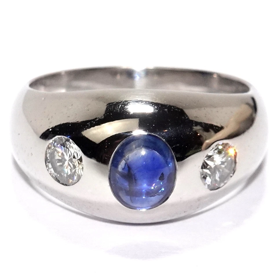 Ring Gold Herren Saphir 0,90ct. Diamant 0,60ct. 585/14K  Gypsy Gr.55/17,4mm 10g