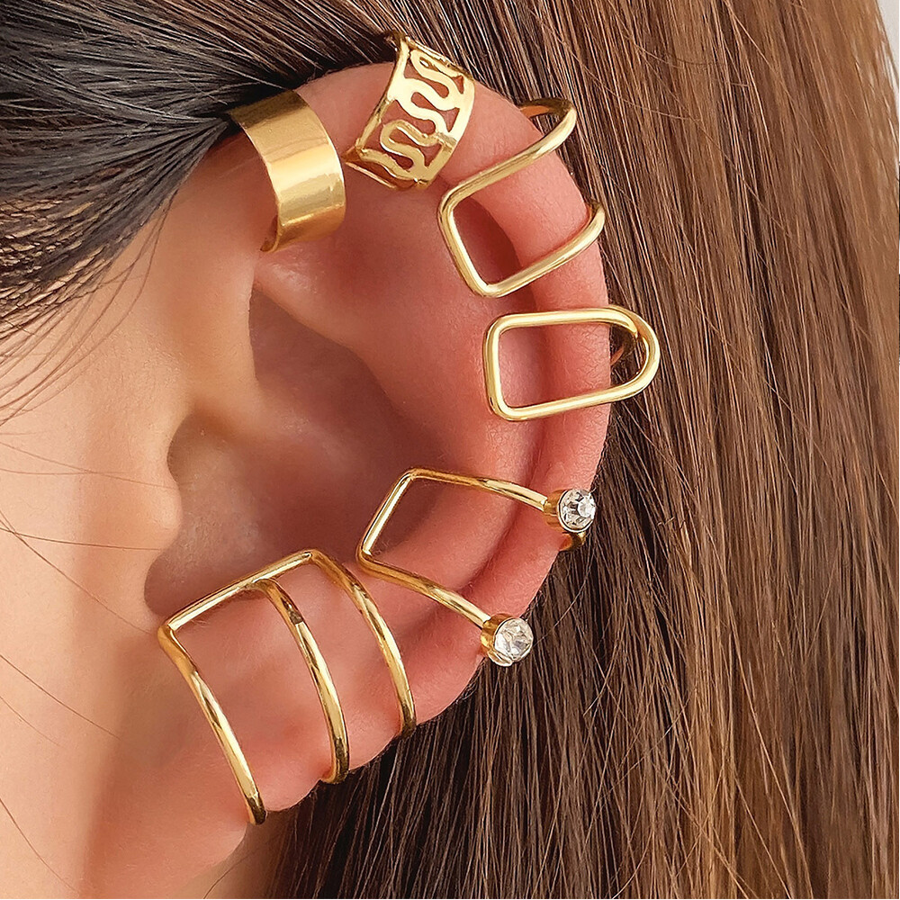 6 Stück Ear Cuff Set – Fake Ohrringe Ohne Piercing In Gold & Silber, Für Helix & Knorpel, Verstellbare Clips