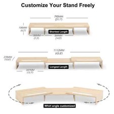 Dual Monitor Stand   3 Shelf Computer Monitor Riser, Wood Grain Desktop Stan