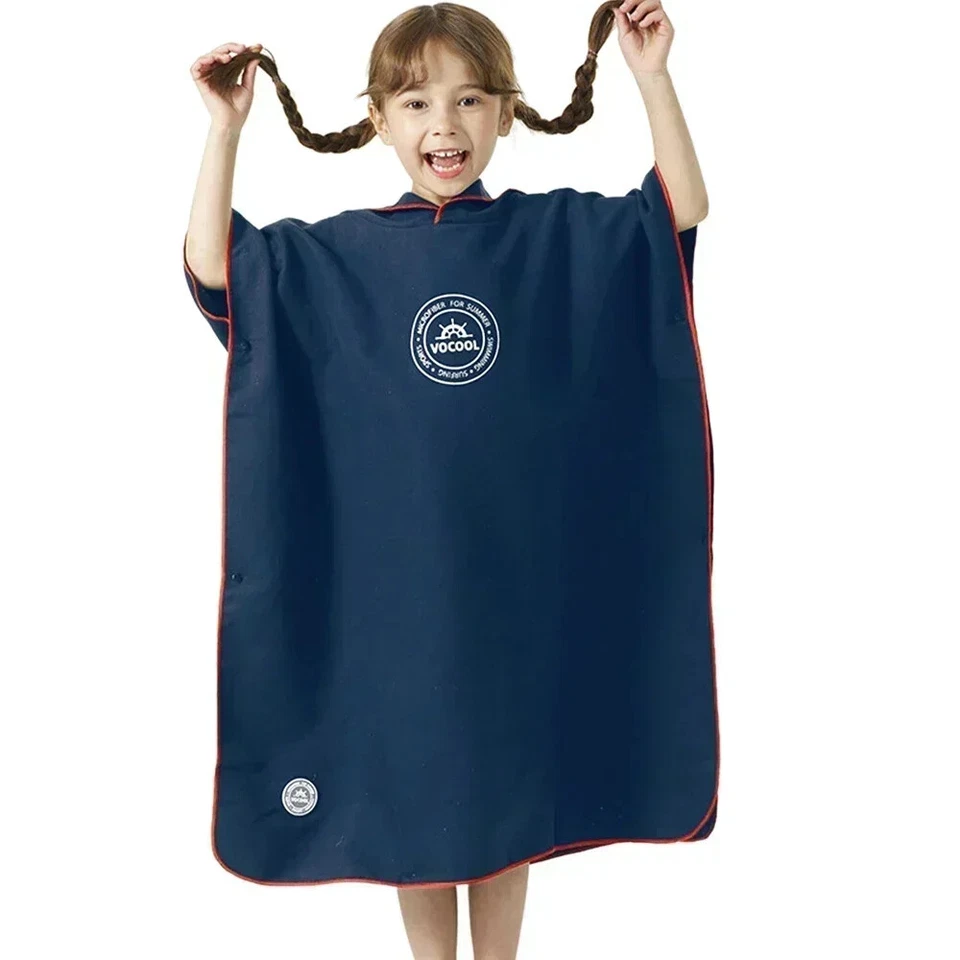 Poncho de playa con capucha para baño de microfibra toallas poncho de surf secado rápido Foto 3 de 4