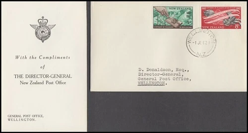 NEW ZEALAND 1962 TELEGRAPH FDC DIRECTOR GENERAL COMPLIMENTS SLIP (ID:14/D26709)