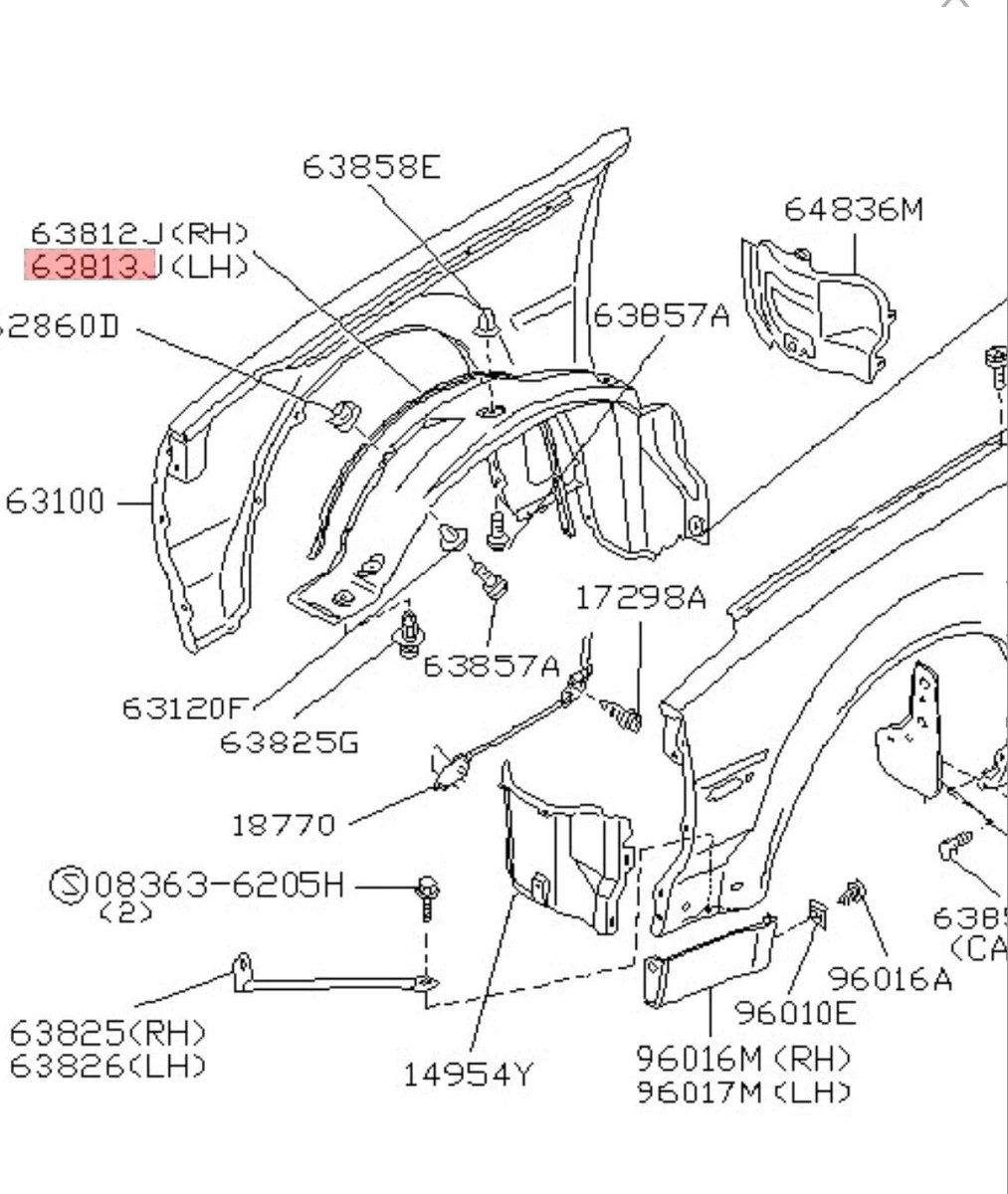 Gennine Nissan 300ZX Z31 1986-1989 63873-21P00 Rubber-Fender LH