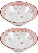 2 Pack Pink Maneki Neko Cat Sauce Dipping Bowl Made in Japan 4.75 inch 2480x2