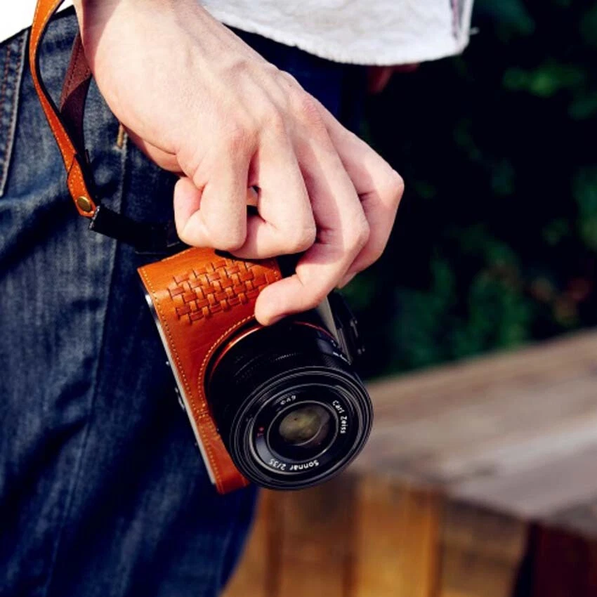 手工制作真皮半摄像头外壳 保护套包 适用于索尼 RX1Rii RX1R2 — 第 2/4 张图片