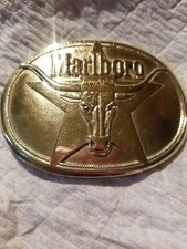 VINTAGE-1987 Marlboro Longhorn Bull Solid Brass Belt Buckle 3.25" X 2. 5"
