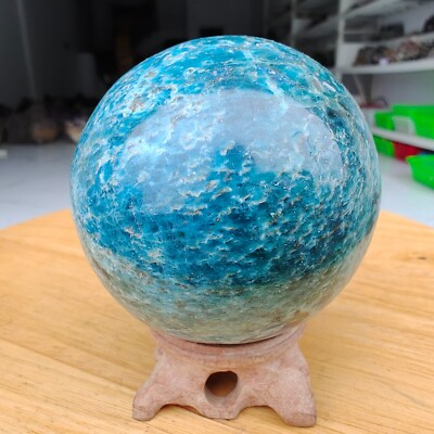 880g Natural Rare Blue Apatite Ball Sphere Quartz Crystal Mineral Healing V183