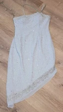 Aspeed Women's Light Blue Hand Beaded Sequins Asymmetrical Dress Size XL
