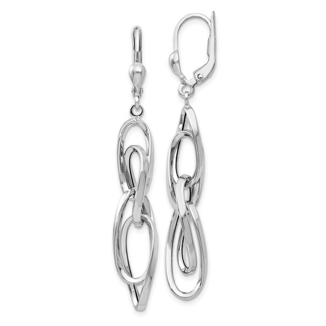 14k 14kt White Gold Polished Dangle Leverback Earrings 51mm X 7mm eBay
