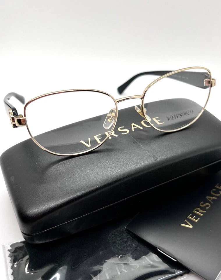 Anteojos para mujer VERSACE 1246-B 1332 52-17-135 negros/oro pálido 100 % auténticos Foto 2 de 4