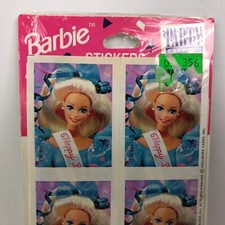 Vintage NOS BARBIE Stickers Mattel 1990s Happy Birthday Doll SEALED Dead Stock