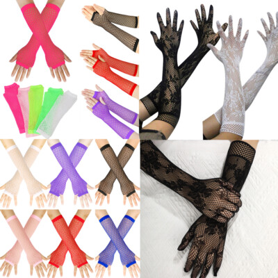 Sexy Damen Netzhandschuhe Finger Handschuhe Spitze Armstulpen langarm S M L 