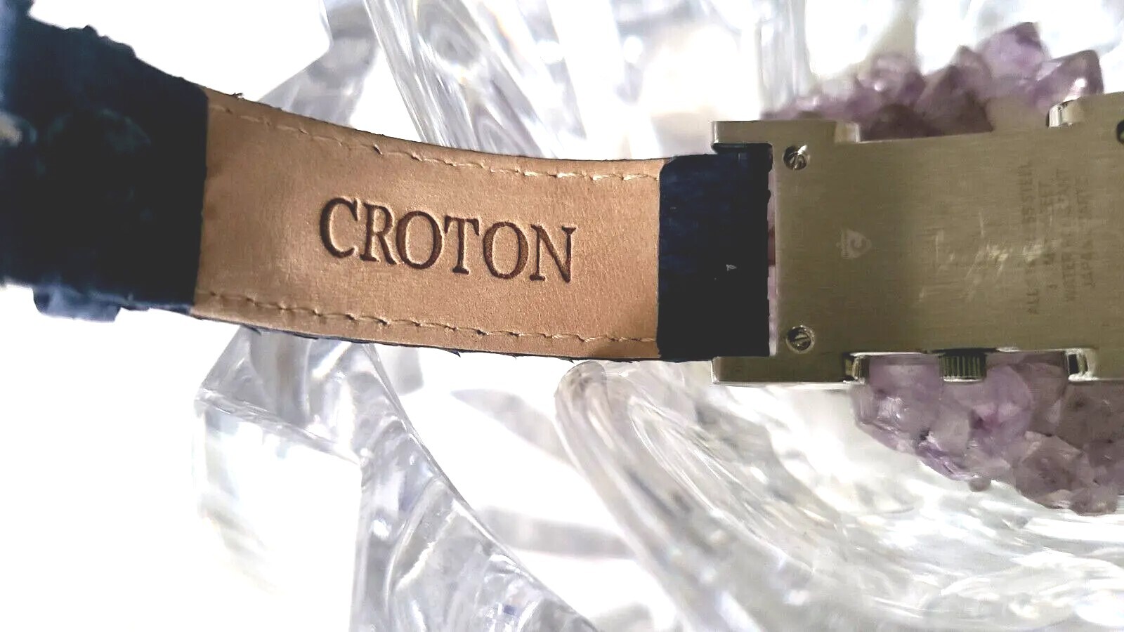 Croton Silver-Tone Blue Python Leather Quartz Wom… - image 13