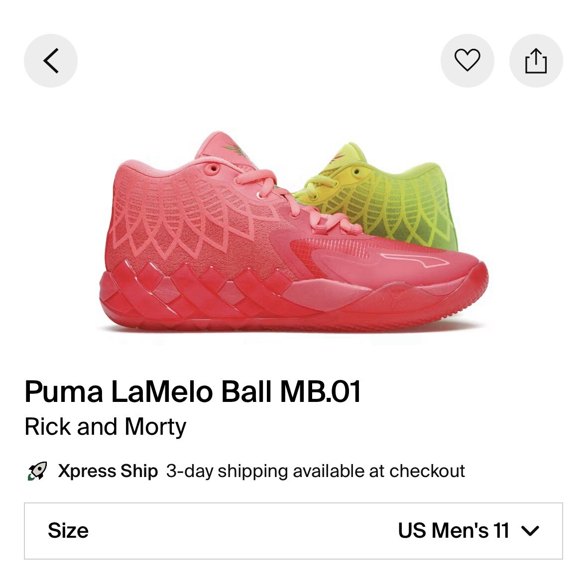 LaMelo Ball Puma Rick And Morty Size 11 DS