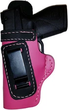 PINK w/BLACK IWB Leather Gun Holster YOUR CHOICE:rh,lh-laser-slide-cant-belt-mag