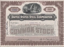 United States Steel Corporation Stock Certificate US Tan 1940's