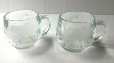 Tasses/tasses à café globe gravé transparent Nestlé/Nescafé | Lot de 2 vintage
