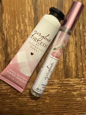 NEW! Bath & Body Works (GINGHAM GORGEOUS) HAND  CREAM & MINI PERFUME SET HTF 