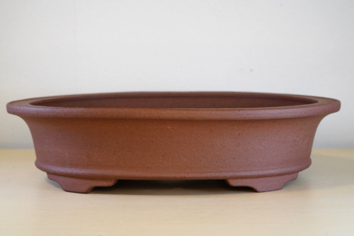Japanese Bonsai Pot Tokoname HEKISUI 12.3"(31.2cm) Brown Unglazed Oval Y753