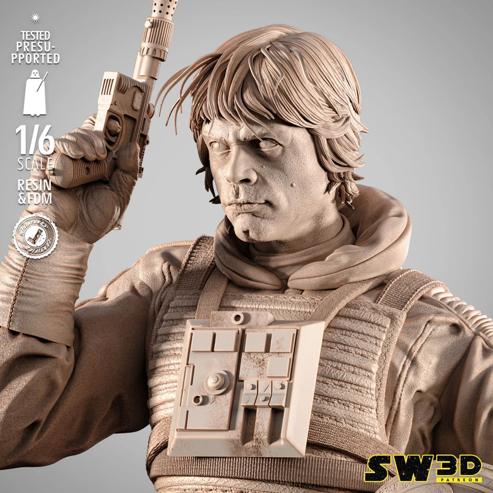 Luke Skywalker 3D Printed Figure, Iconic Star Wars Jedi Statue, Unpainted - Image 2 of 4