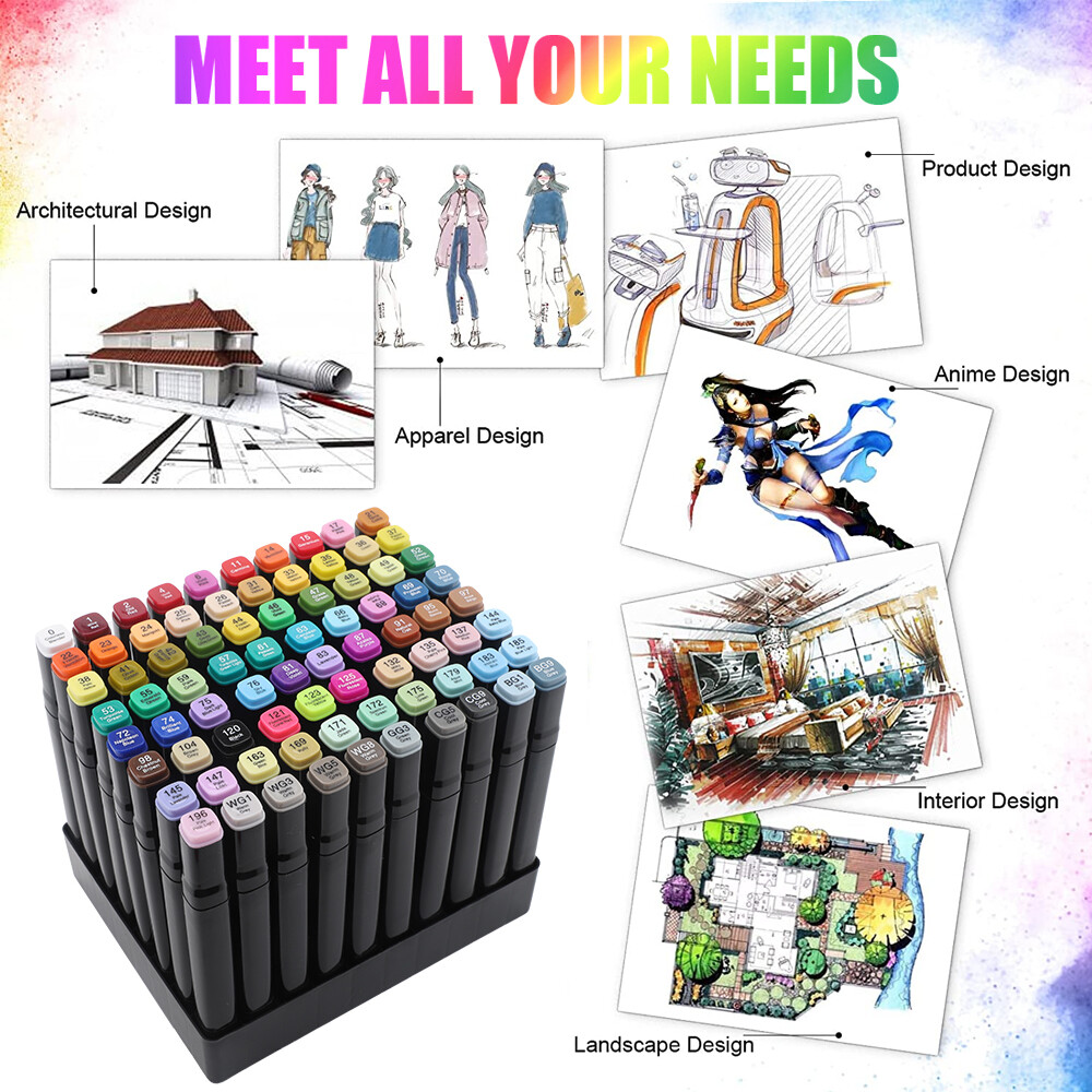 KINSPORY 80 Farben Marker Set - Alkohol Marker Mit Doppelspitze Und Etui