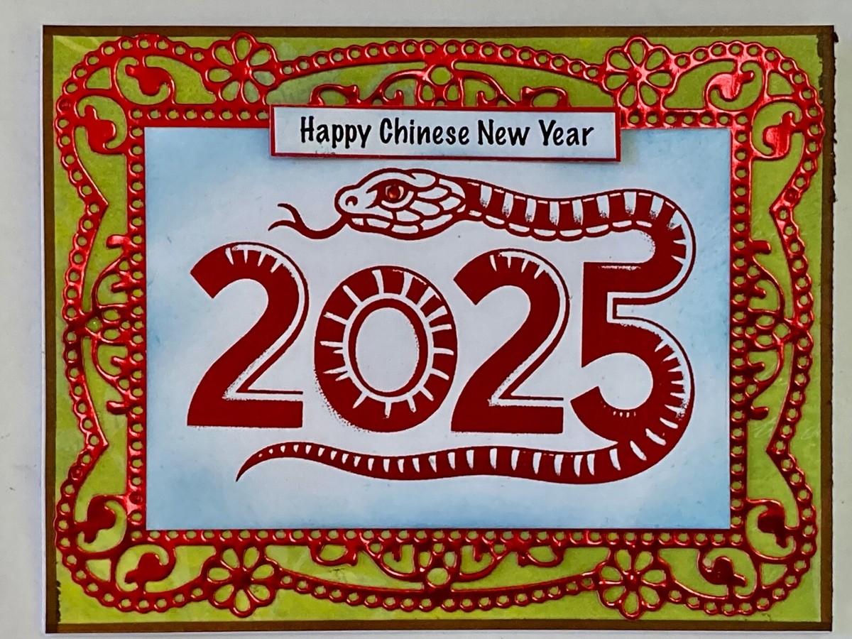 Chinese New Year 2025 Snake within RED Fancy frame handmade