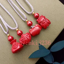 Natural imperial sand Pixiu auspicious cloud pendant talisman necklace