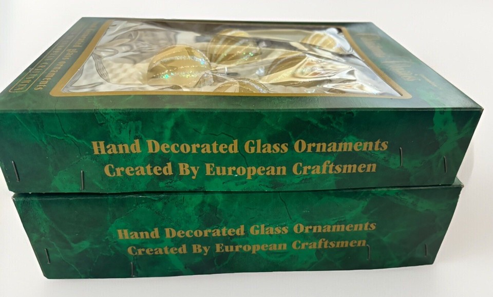 10 Vintage Commodore Christmas Tree Classics Ornaments Gold w Glitter