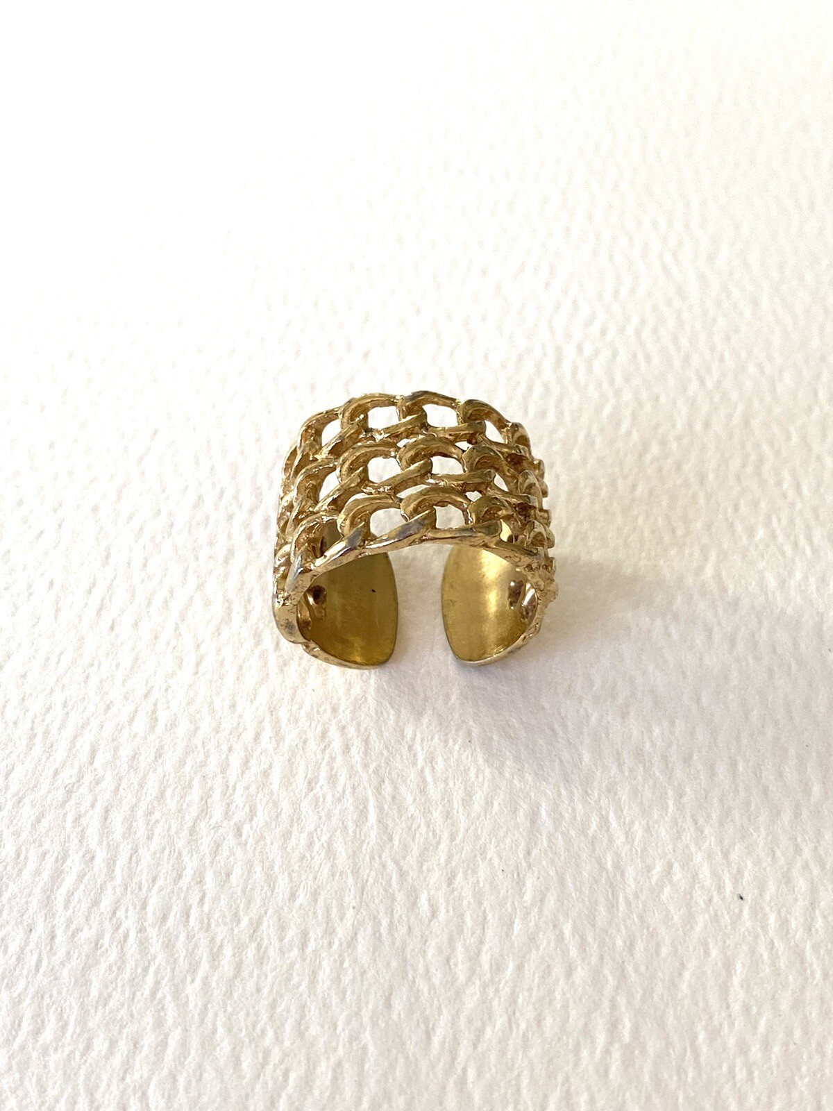 Irregular Hollow Opening Statement Ring Gold Tone… - image 1