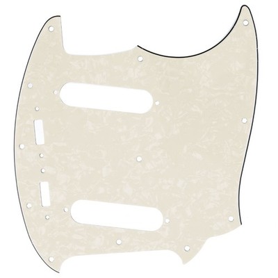 Musiclily Pro 4Ply Aged White Pearl 12 Hole Guitar Pickguard For Fender Mustang