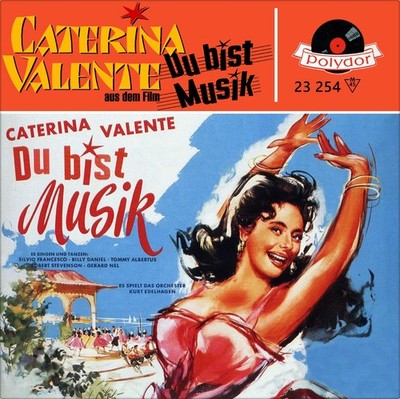 Repro Photo CATERINA VALENTE Du bist Musik POLYDOR 7'' Single Size 18x18cm