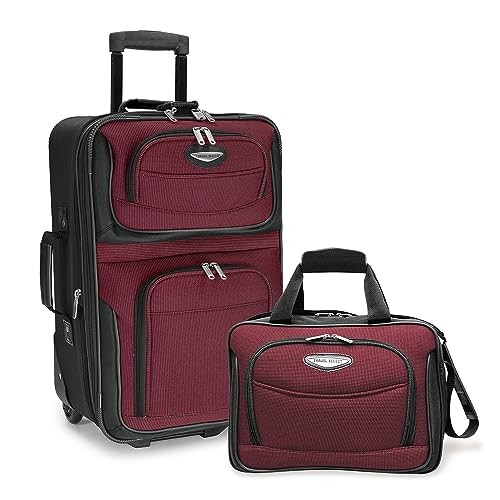  Amsterdam Expandable Rolling Upright Luggage, Burgundy, 2-P