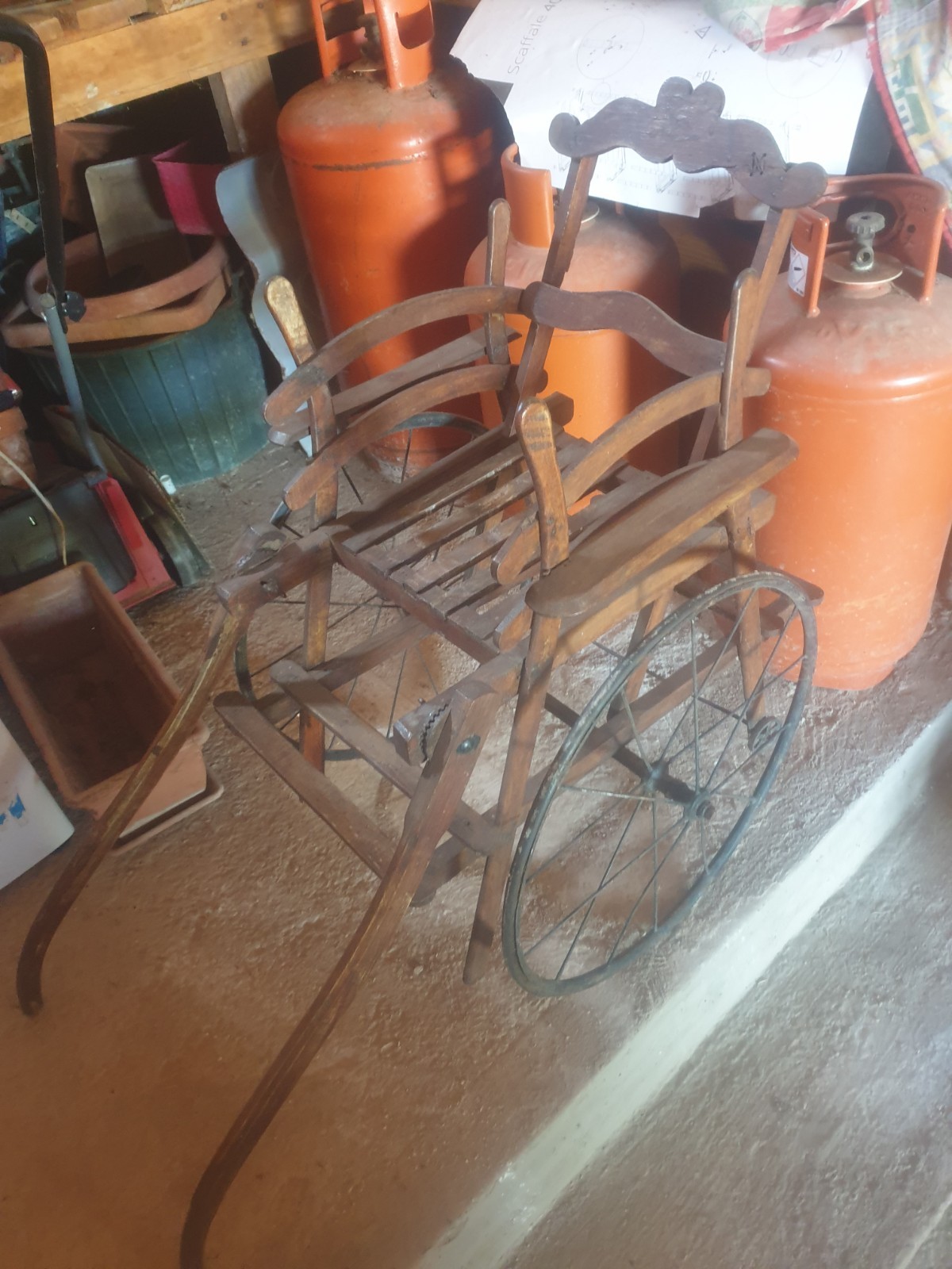 Passeggino Vinatge Fine 800 Inizio 900 In Legno foto 3