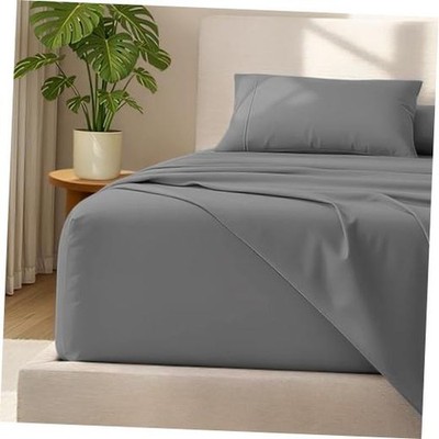 Sheet Set - 22'' Deep Pockets - College Dorm Size - Luxury 1800 Full 03 - Grey