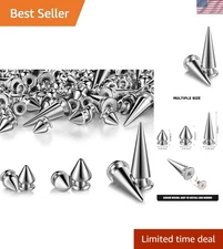Versatile 170-Piece Silver Cone Spikes Set - Large, Medium, Small for DIY Crafts