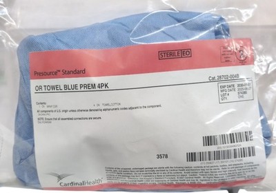 4 Pack Medical Presource Standard Single Use  3578 sterile blue OR Towel 28702