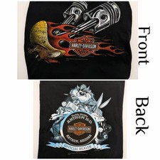 Y2K Harley Davidson Looney Tunes Taz Speedy Gonzales Tee XL Front/Back Hit