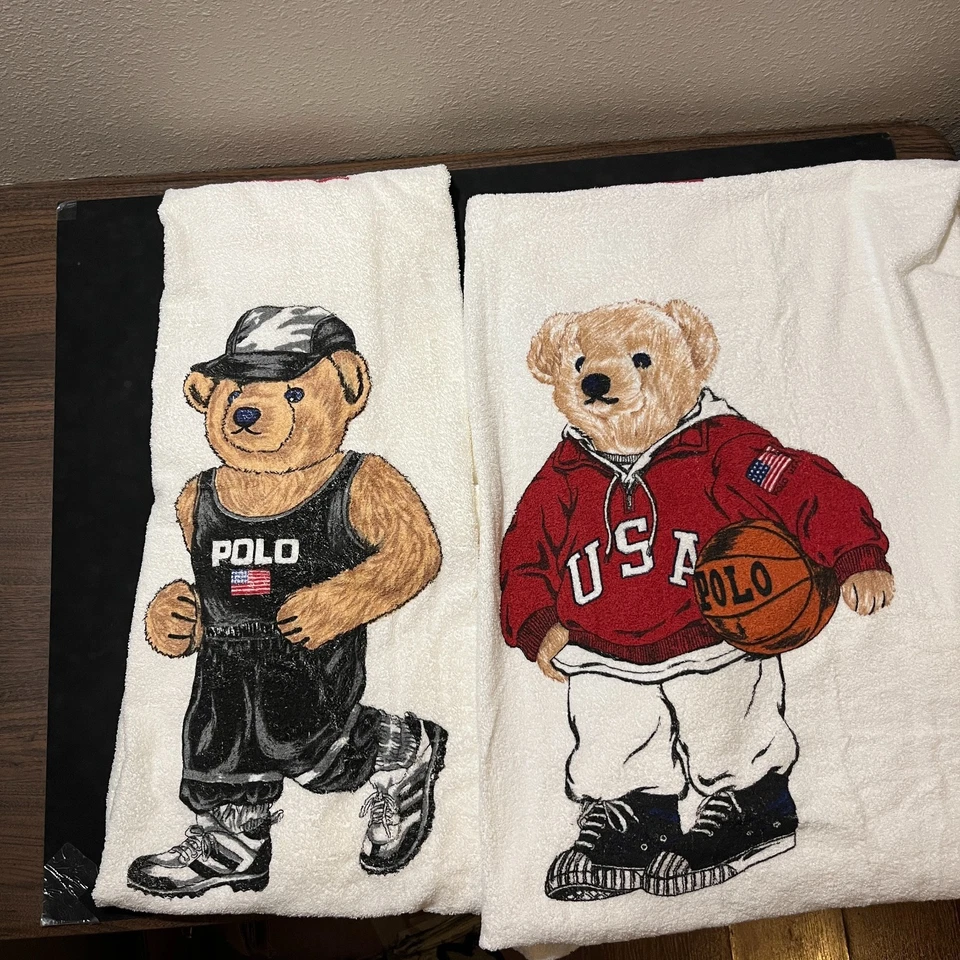 Juego de Toallas Deportivas Ralph Lauren EE. UU. Baloncesto Polo Oso Corredor Hecho en EE. UU. Ra Foto 2 de 4