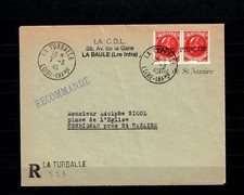 Dt. Besetzung Frankreich: La Turballe 7.3.45 Taxe Percue nach Herbignac, gepr&uuml;ft