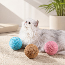 Sisal Cat Scratching Ball 10cm Interactive Toy Rolling Bell Kitten Toy