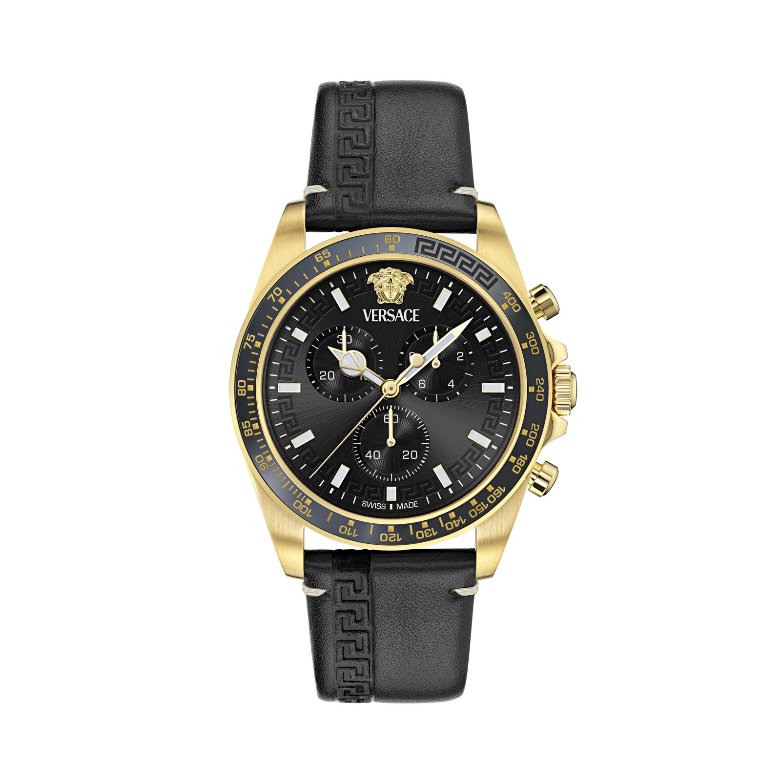 Versace Black Mens Chronograph Watch Greca Chr Wave VE0H00225