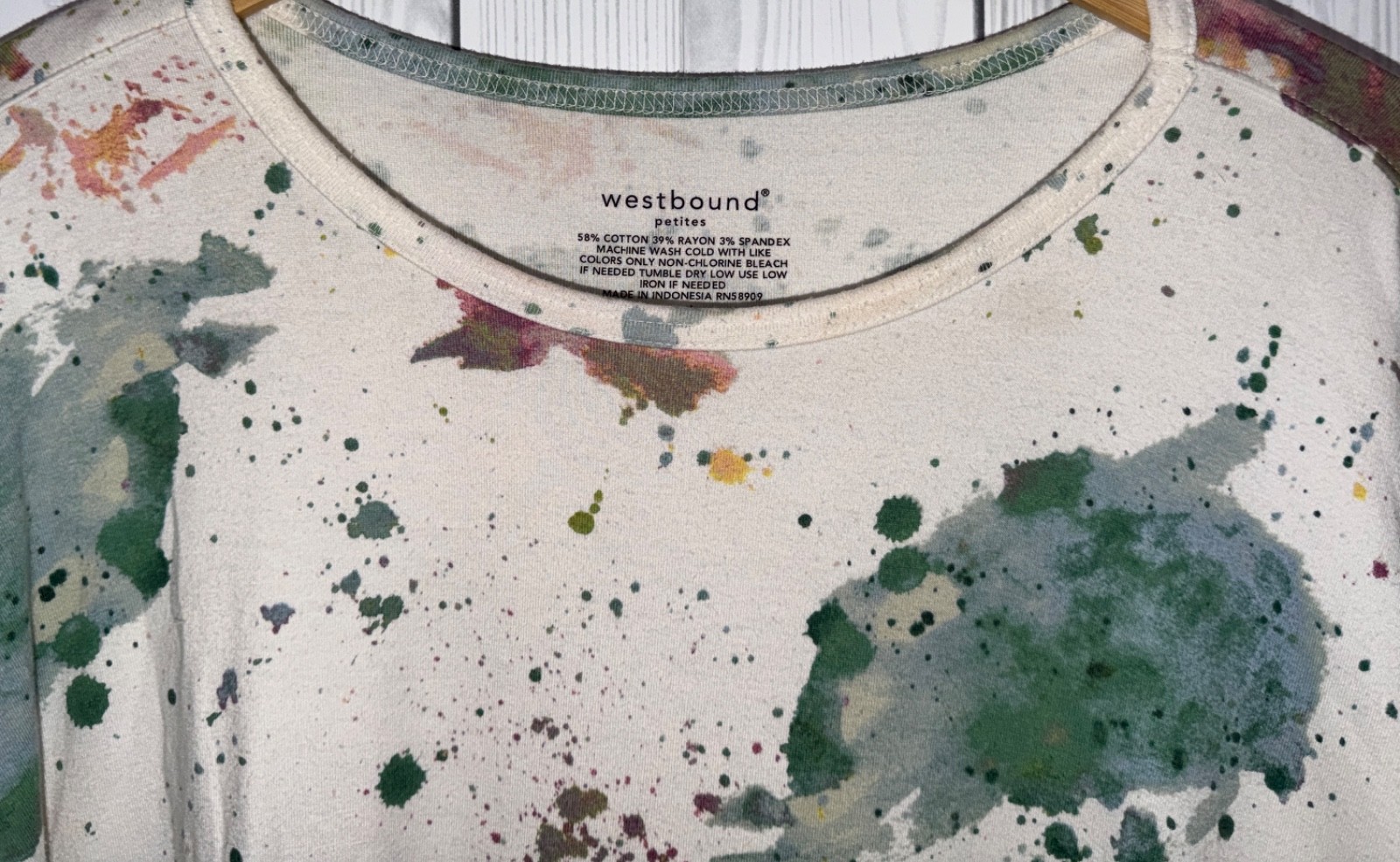 Westbound t shirt womens size petite extra large PXL long sleeve white patterned