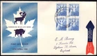 JBRO 1956 Canada FDC block wildlife week Montreal barrel cancel