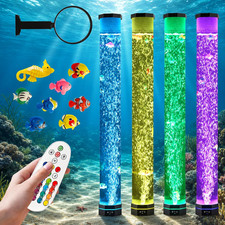 4FT Sensory Bubble Lamp, 9 Floating Fish, 16 Color LED