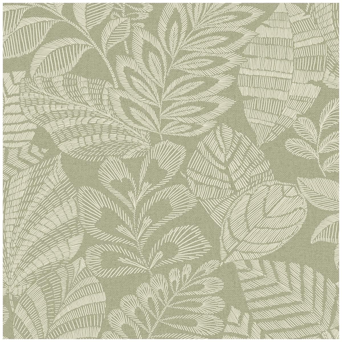 Madou Floral Wallpaper Green Textured Botanical Paste The Wall Vinyl