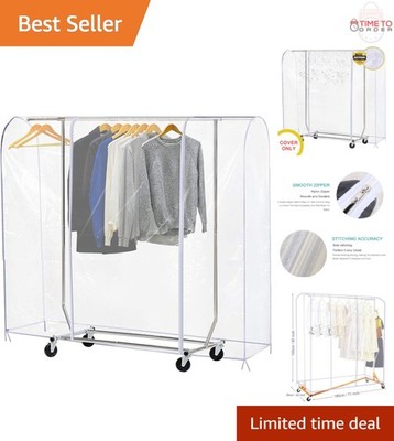 Clear Garment Rack Cover Waterproof Dustproof Clothes Storage with Zippers