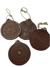 Embossed Leather Ornaments Set Of 4 Sportsman...
