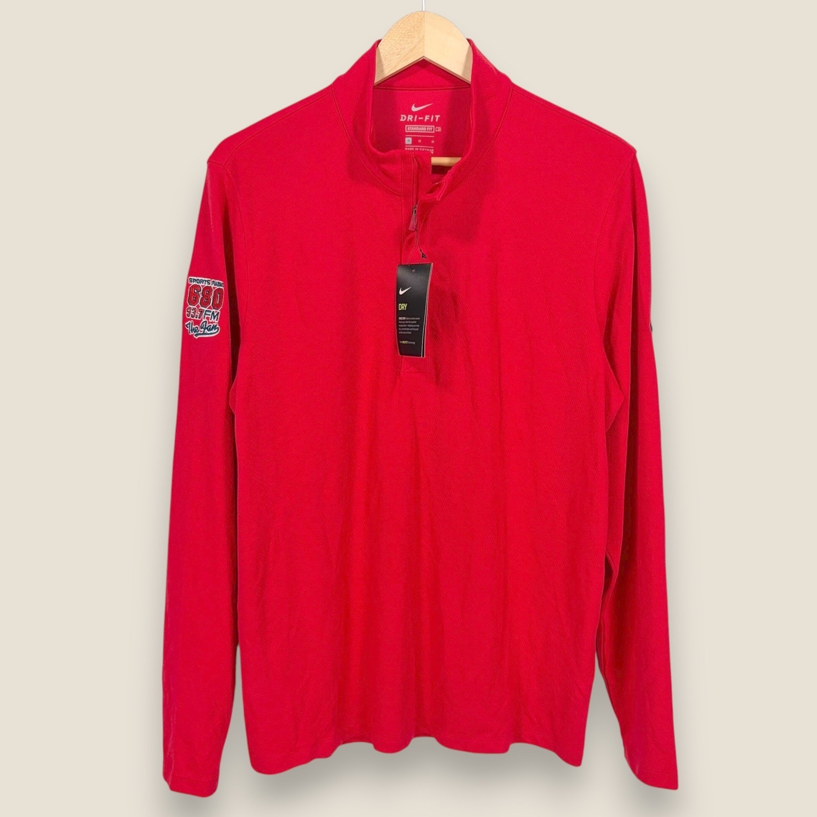 Nike Dry Victory Half Zip Cover Up Pullover Men Medium Red Dri-Fit 680 The Fan