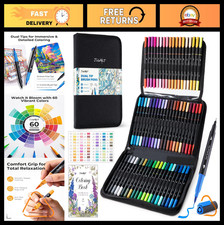 60 Colors Dual Tip Coloring Markers for Adults - No Bleed, Fine  Brush Pens, Er
